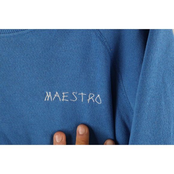 Vintage 80s Mens Size XL Music Maestro Spell Out Crewneck Sweatshirt Blue USA - Picture 4 of 10
